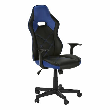 MONARCH SPECIALTIES Office Chair, Gaming, Swivel, Ergonomic, Armrests, Computer Desk, Work, Black And Blue Leather Look I 7328